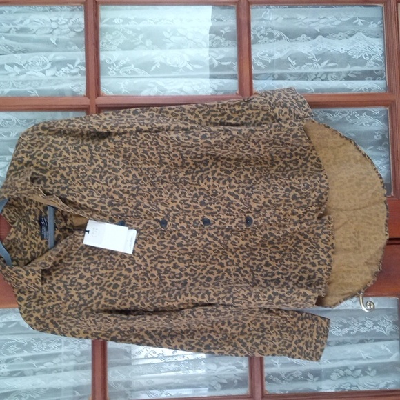 ZARA WOMAN PREMIUM DENIM COLLECTION LEOPARD Cheetah BROWN SHIRT BLOUSE SIZE S - Picture 9 of 13